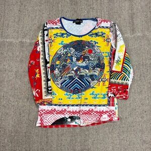 Vivienne Tam Shirt Women's Size Small Yellow 2000s‎ Y2K Long Sleeve VTG